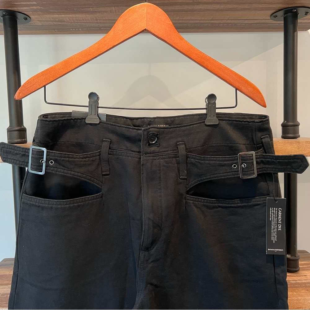 Banana Republic Black Straight-Leg Buckle Jeans